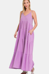 Zenana Frill Tiered V-Neck Maxi Cami Dress – Elegant Women's Eveningwear